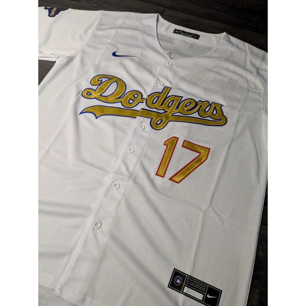 Shohei Ohtani 17 Los Angeles Dodger GOLD 2024 World Series  Kanji Jersey Medium - Picture 3 of 5